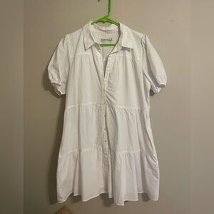 Abercrombie and fitch White Tiered baby doll Button-Up Dress